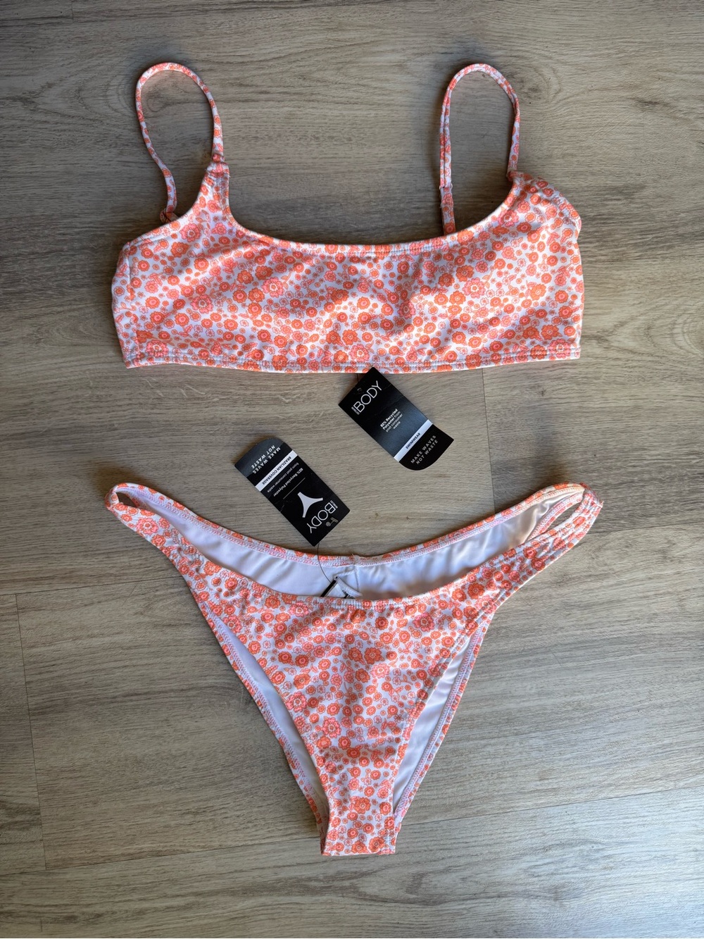 Cotton On Orange Floral Two-Piece Bikini M/L